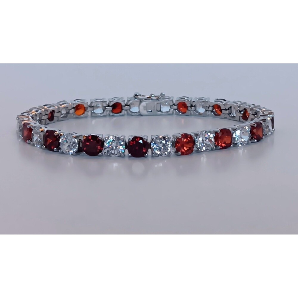 Beautiful Red & White Cubic Zirconia Tennis Bracelet 8 in